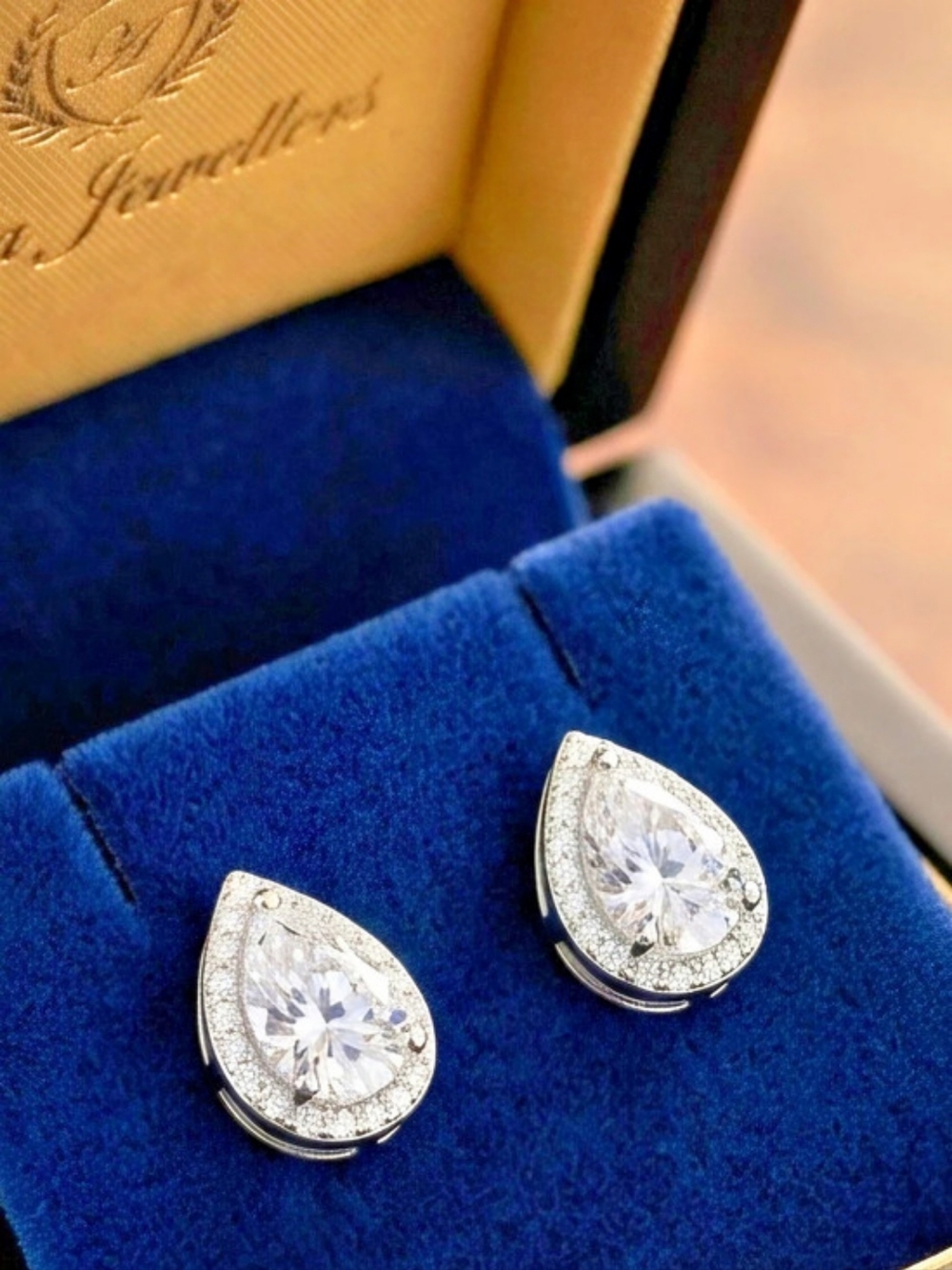 Moissanite 1 CTW Teardrop Stud Earrings - Silver
